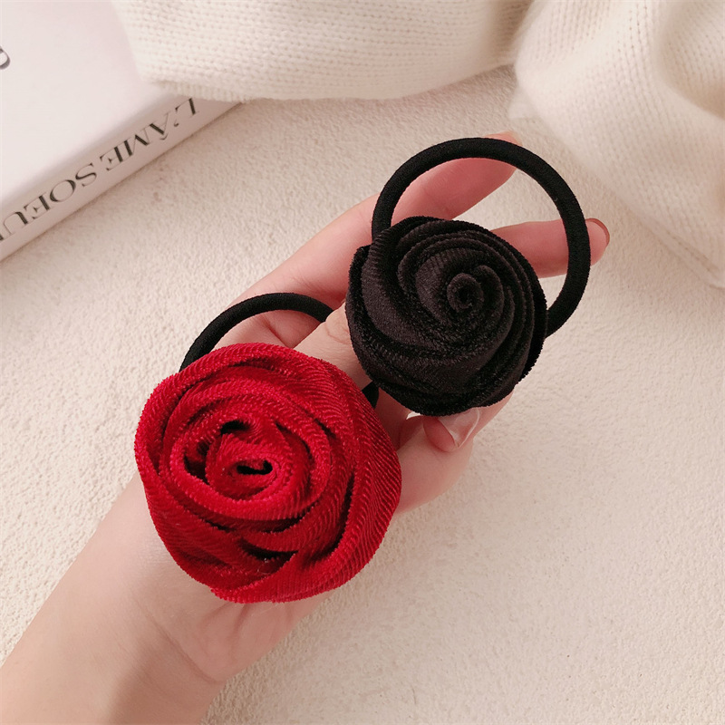 Nuevo estilo coreano de otoño y invierno de seda minimalista flores de cabello anillo de cabello cuerdas de cabello flores de cola de caballo cuerdas de cabello mujeres