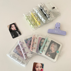 Transparent Candy Color 3-Hole PVC Spiral Notebook Fan Meeting Album Small Card 3-inch One-Grid Mini Storage Set