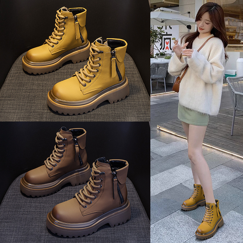 Martin Boots for Women 2026 New Retro Motorcycle Boots European and American Style Leather Short Work Boots British Style Versatile Women's Boots Martin Boots for Women 2026 New Retro Motorcycle Boots European and American Style Leather Short Work Boots British Style Versatile Women's Boots