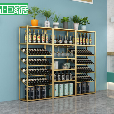 Iron art Wine rack Display rack to ground partition Wine Wine Racks Shelf Wine glass holder Wine Cooler customized