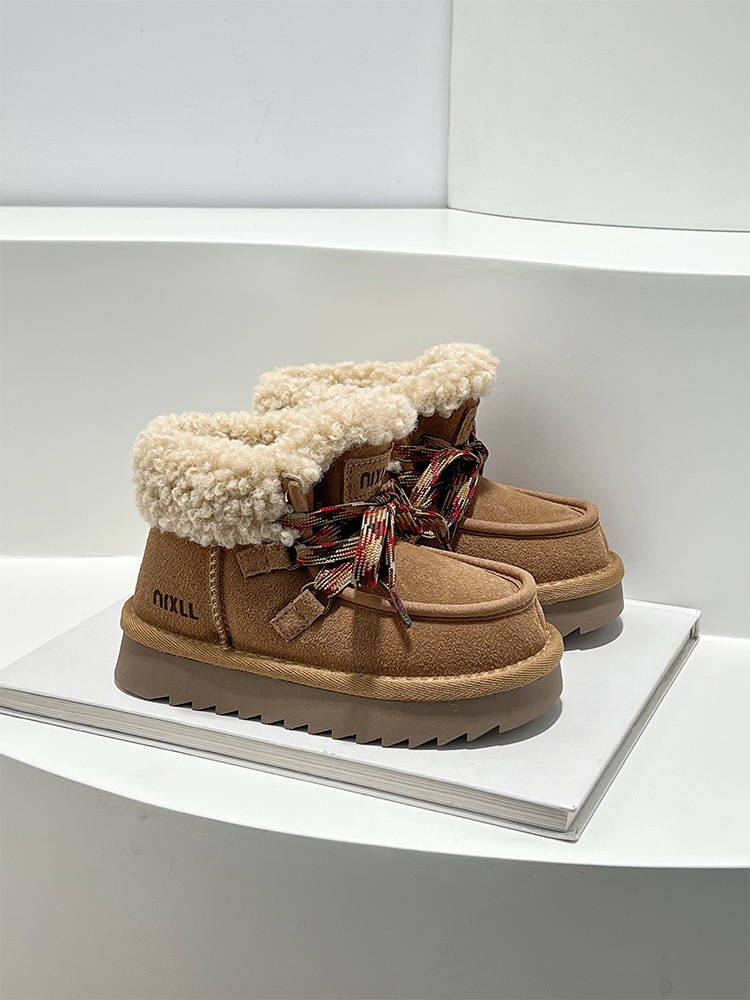 Girls Lamb Wool Snow Boots Winter Slip On Sneakers For Kids_voghion.com