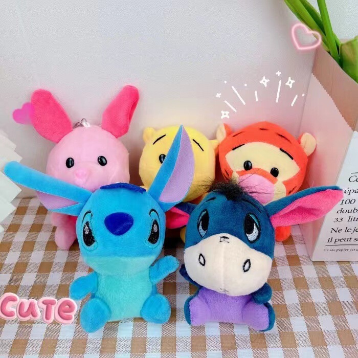 Cute Winnie the Pooh Pendant Small Plush Toy Doll Tigger Keychain School Bag Hanging Ornaments Factory Wholesale