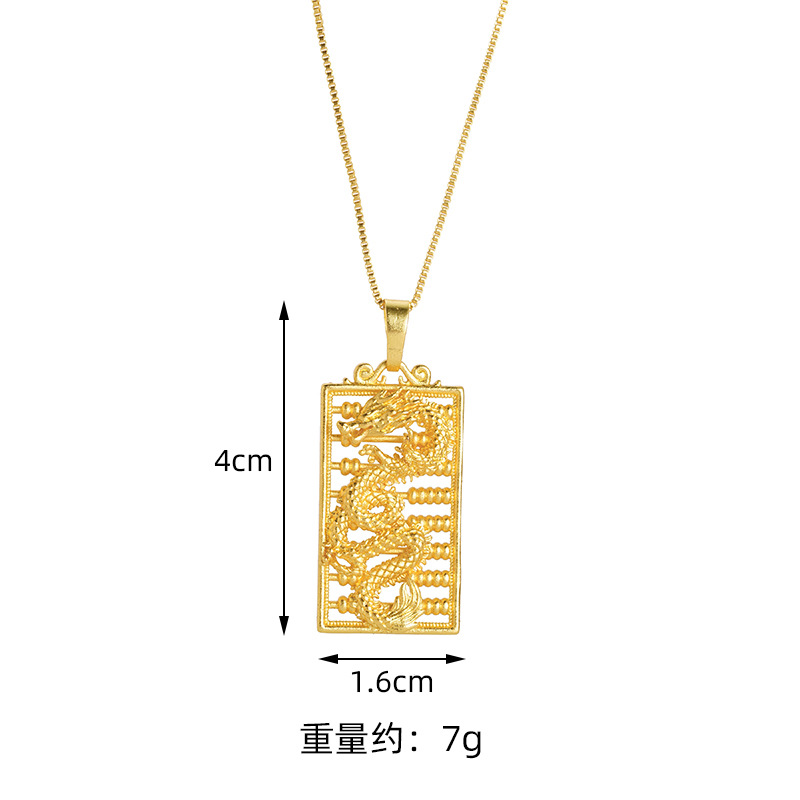Nuevos productos de oro de arena vietnamita abaco hueco collar de pan dragón estilo chino esculpido latón chapado en oro joyería de moda al por mayor