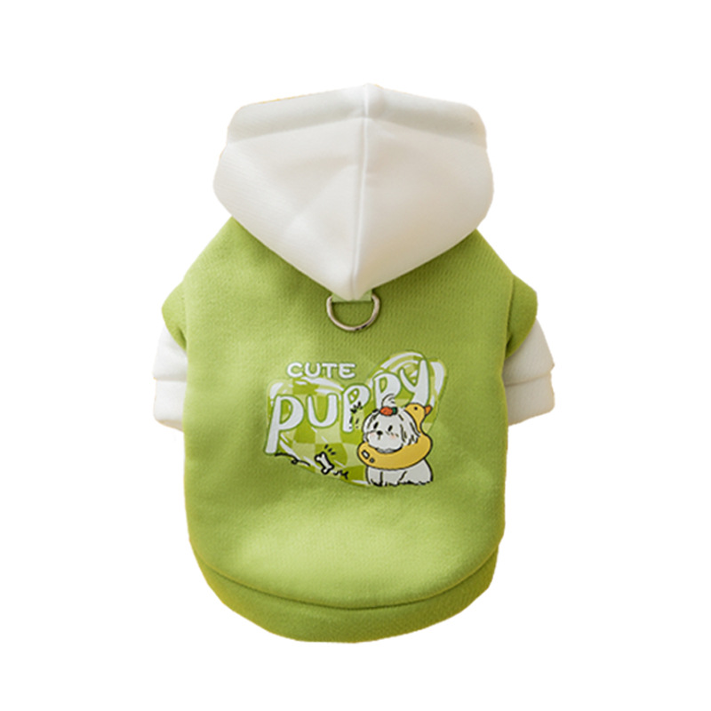 Color de contraste de empalme de la marea fresca de la corda de dibujo sudadera encapuchada dos patas de manga larga perros pequeños gatos mascotas ropa de perro al por mayor