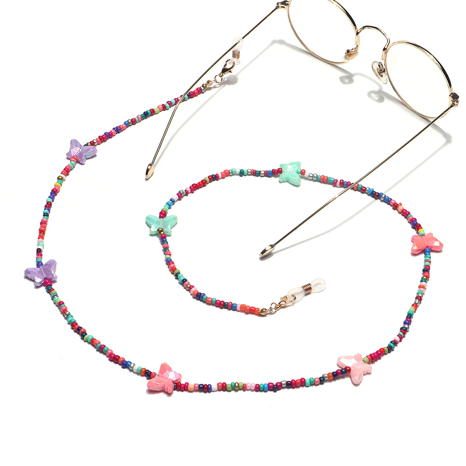 15g Weight Metal Material Fashion Contrast Color Miyuki Beads Butterfly Heart Star Glasses Mask Chain Wholesale Nihaojewelry 7