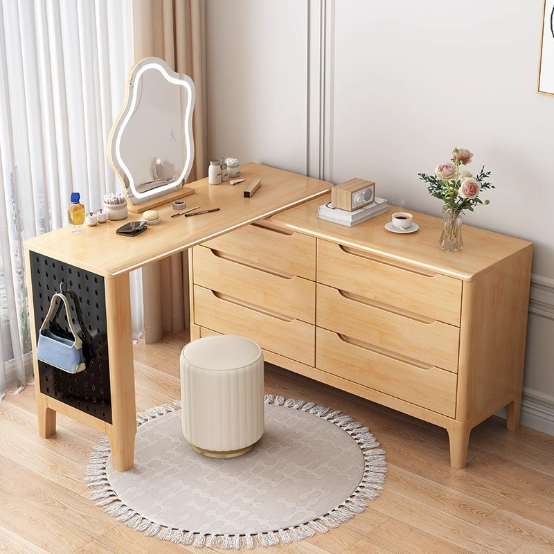 Pecho de madera maciza de cajones tocador integrado dormitorio moderno minimalista mesa de maquillaje cama cola gabinete de almacenamiento mesa de maquillaje escritorio de la esquina