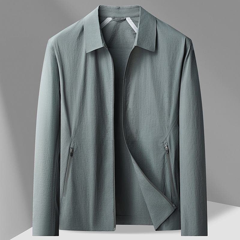 Lightweight Jacket Men's Autumn Casual Single-Layer Top Sun Protection Jacket Shirt-Style Seamless Laminated Jacket Lapel Lightweight Jacket Men's Autumn Casual Single-Layer Top Sun Protection Jacket Shirt-Style Seamless Laminated Jacket Lapel