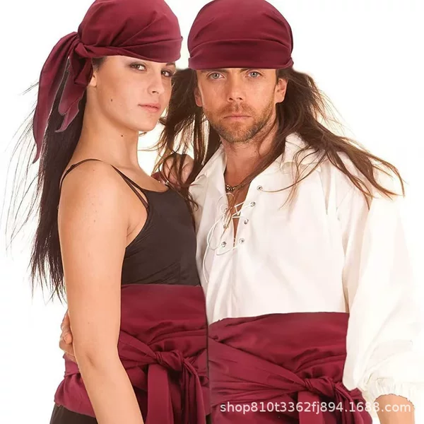 Amazon Halloween Pirate Costume Medieval Renaissance Linen Pirate Headscarf and Belt Costume Accessories
