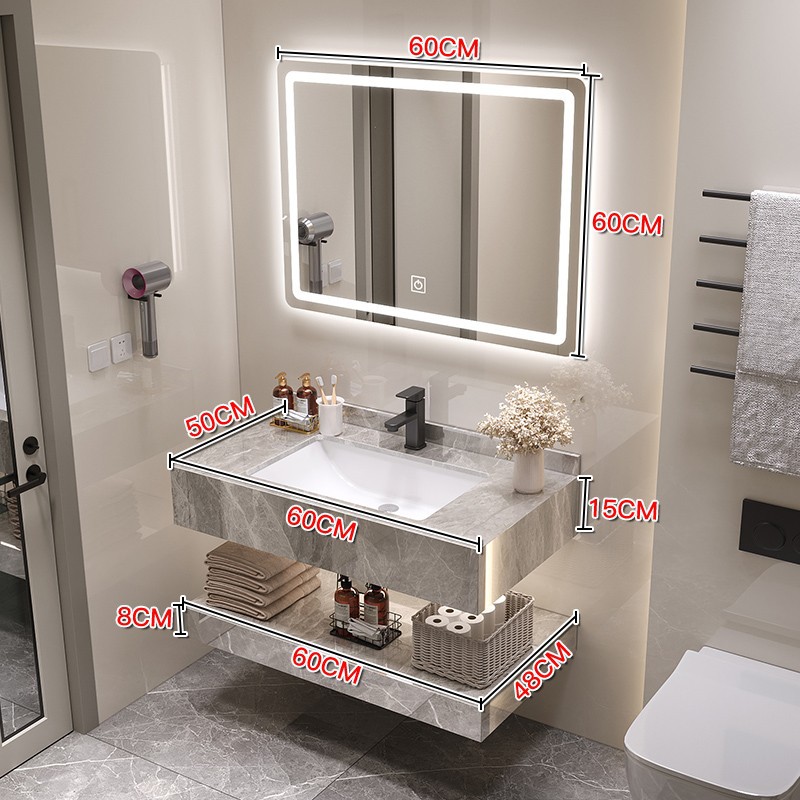 Gabinete de baño moderno y simple combinación de encimera de cerámica de pizarra brillante hotel de alojamiento residencial inodoro lavabo lavabo