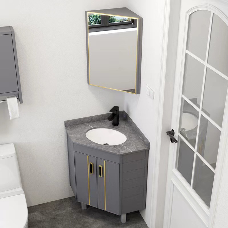 gabinete de baño de aluminio espacial tipo piso combinado tipo pequeño baño lavabo de triángulo lavabo esquina lavabo