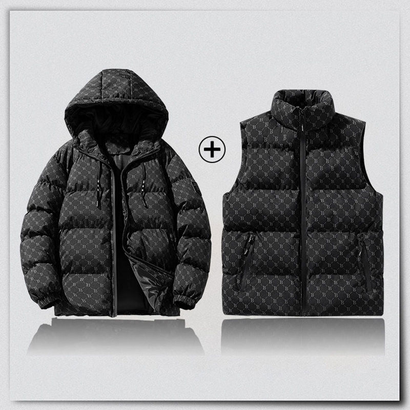 2024 nuevo estilo B explosión de moda casual de algodón cálido hombre sin mangas grueso chaleco de dos piezas