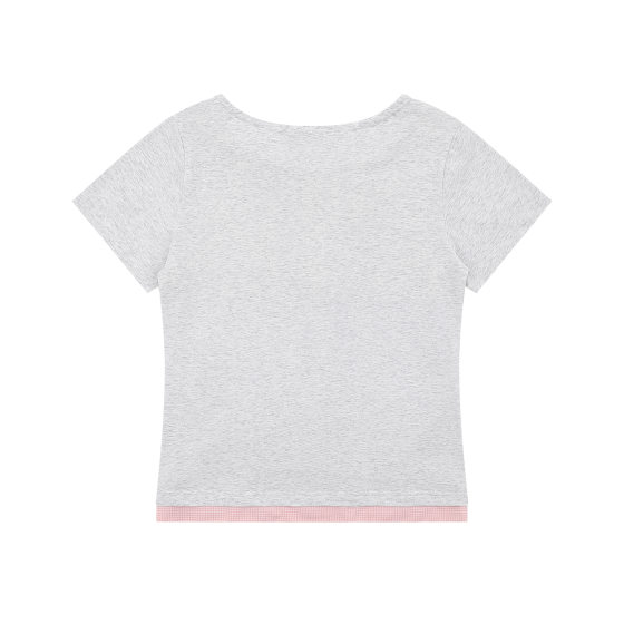 TIDEEKU Summer New Cartoon Short-sleeved Women's Fake Two-piece Embroidered Fashion All-match Round Neck T-shirt Pure Desire Top