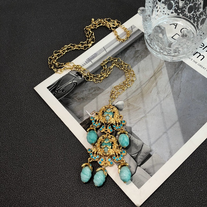 Women'S Gender Retro Geometric Alloy Plating Artificial Gemstones Women's Earrings Necklace