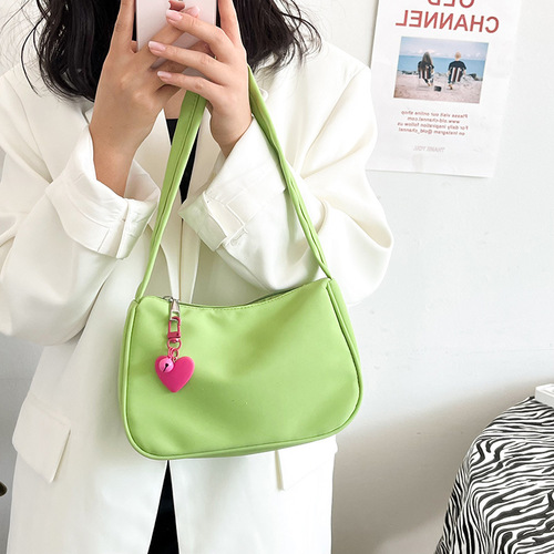 Japanese ins college style fresh and cute versatile casual soft girl girl contrast love armpit bag shoulder bag