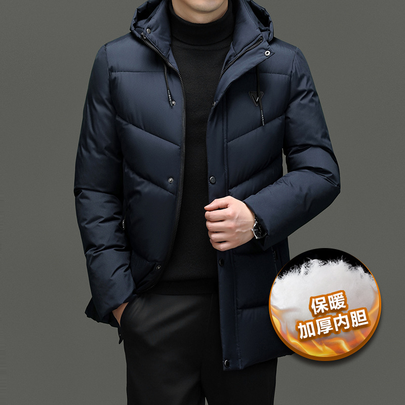 Long winter fashionable down jacket with down