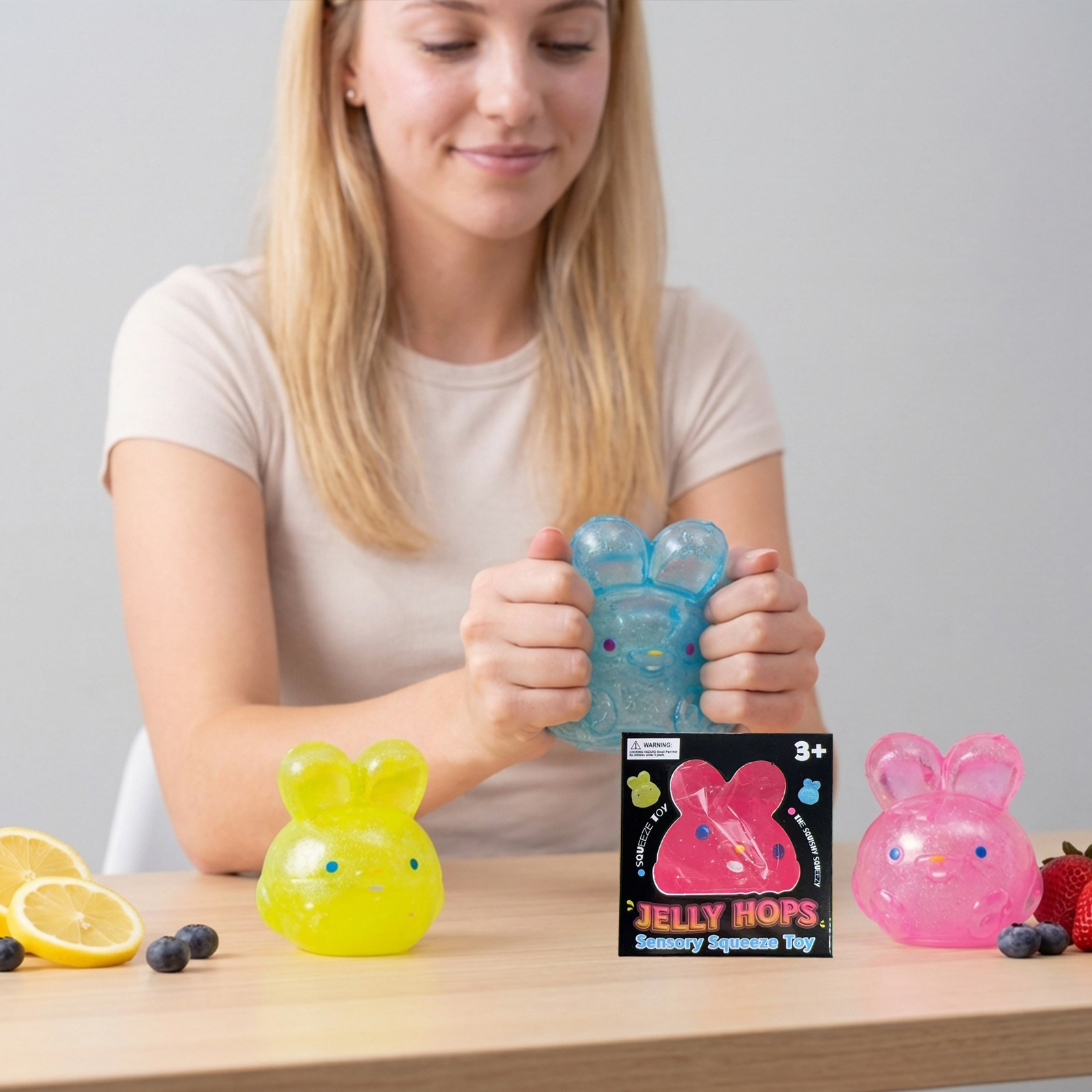 果冻捏捏乐 童趣可爱仿真兔子捏捏减压玩具TPR材质解压捏捏乐