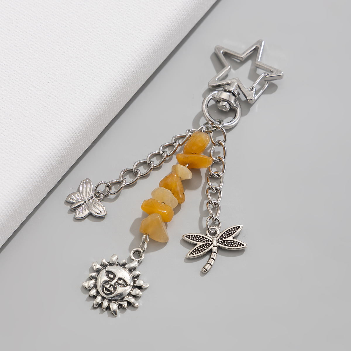 13g Weight Keychain Classification 1 Piece Quantity Holiday, Banquet, Selfie Occasion Glass, Zinc alloy Material Sun, Moon Pattern Unisex Gender Pastoral Style Pastoral Sun Moon Glass Zinc Alloy Unisex Keychain 12