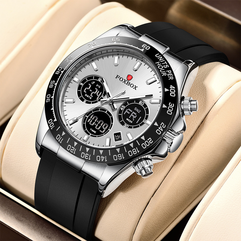 FOXBOX New Dual Display Multifunctional Electronic Watch Luminous Sports Fashion Digital Display Chronograph Watch 0055_voghion.com