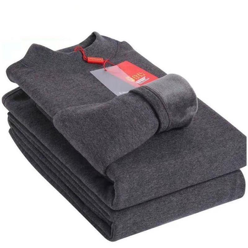 Autumn and Winter Velvet Warm Intimates for Middle-Aged and Elderly People, a Complete Set of Tops, Men's Half-Autumn Clothes, Cotton Sweaters, High Collar Pure Color Suits Autumn and Winter Velvet Warm Intimates for Middle-Aged and Elderly People, a Complete Set of Tops, Men's Half-Autumn Clothes, Cotton Sweaters, High Collar Pure Color Suits