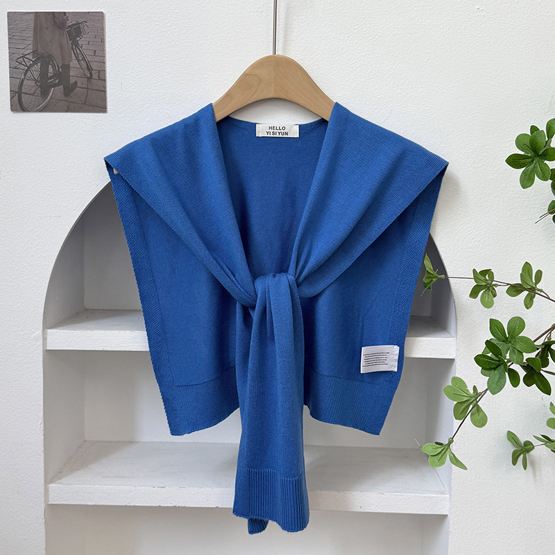 Challas de punto para mujeres primavera y verano coreano nuevo exterior de color sólido pequeño challas de aire acondicionado sala challas cuello falso hombro