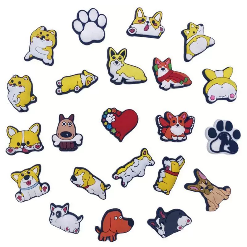 Мультфильм милая собака обувь цветок отверстие обувь DIY Аксессуары ПВХ мягкая резиновая Пряжка для обуви украшения аксессуары в наличии оптом