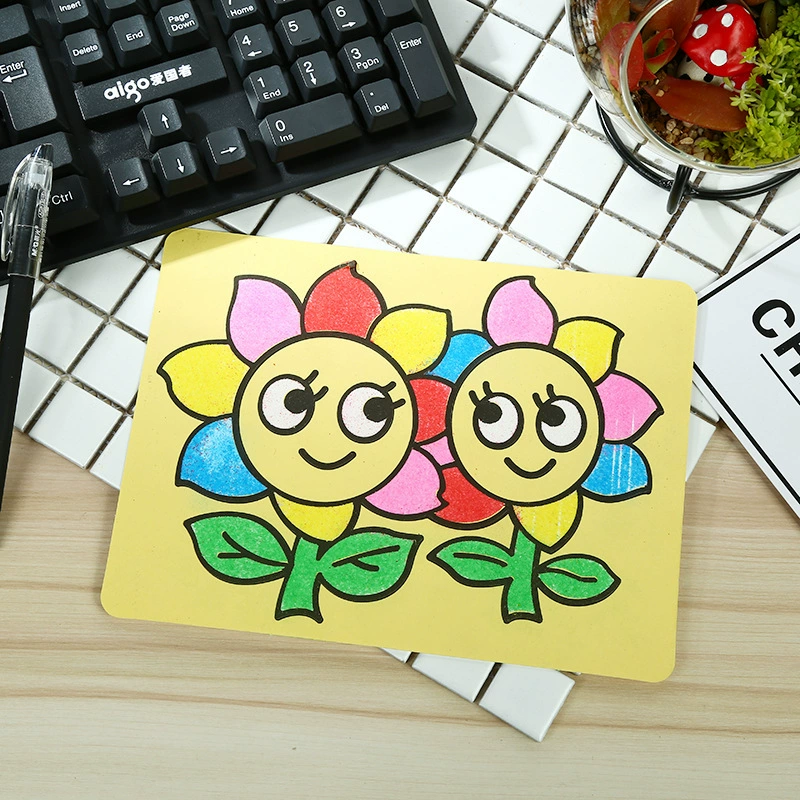 Набор для песочной живописи DIY для детей, 6 цветов песка, 15×20 см бумажные дорожки, смешанные узоры