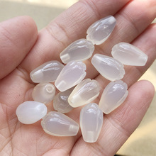 批发天然玛瑙玉兰花配饰 白玉髓半孔花苞手工DIY耳坠配饰小提溜