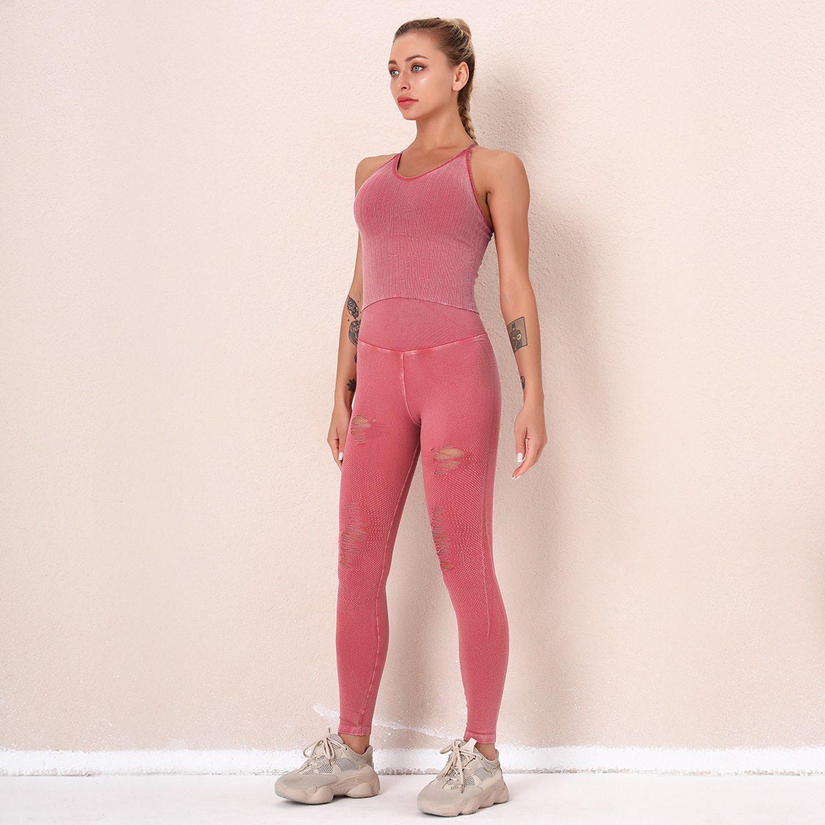 traje de fitness deportivo para correr sin costuras NSNS34108