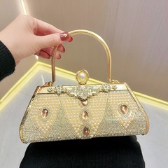 新商品の国境を越えた対外貿易のドレスは名媛の宴会のカバンの銀色のカバンの女性のドリルの真珠の手を包んで晩餐のカバンを持ちます。