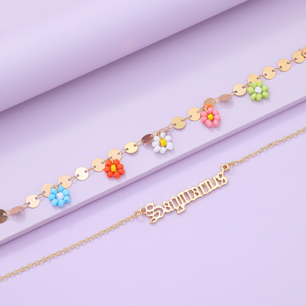 Wholesale Creative Beads Flower Letter Constellation Anklet Nihaojewelry display picture 10