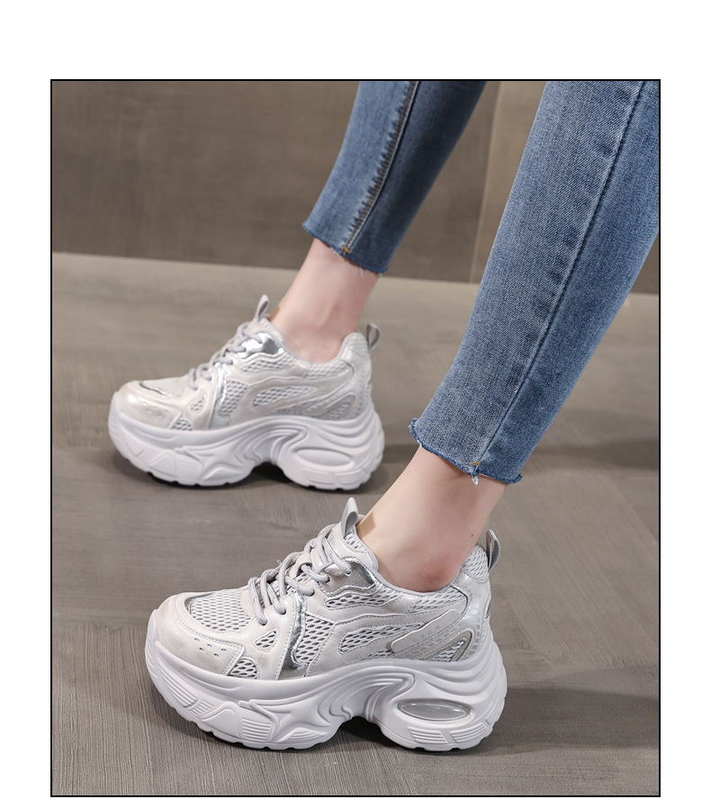 Giày sneaker nữ đế dày lưới thoáng khí HY5166 — màu be chi tiết 15