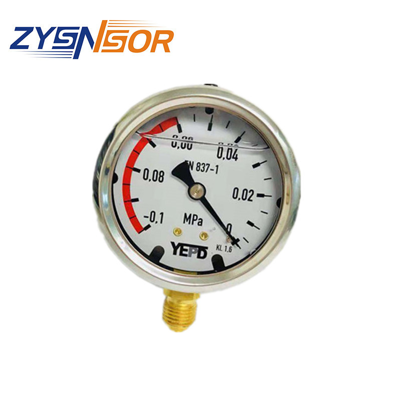 半钢压力表PG63–B-M01-G14-C 螺纹1/4 63MM表径 -1-0BAR