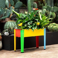 落地式育苗箱立體彩色種植槽家用花卉綠植種植容器鐵藝花園播種箱
