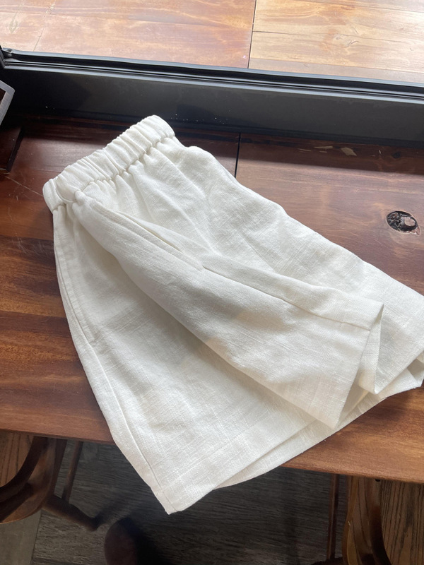 White Drawstring High-Waisted Linen Casual Shorts for Women Summer New Loose Slimming Look Simple Versatile A-Line Wide-Leg Pants