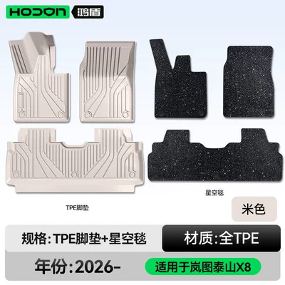 Modelə uyğun ayaqaltı, Lantu Taishan X8 Floor Mats - lantu-taishan-x8-26-models-double-layer-foot-pad-beige-tpe-thickened-black-starry-sky-blanket-starry-sky-cover