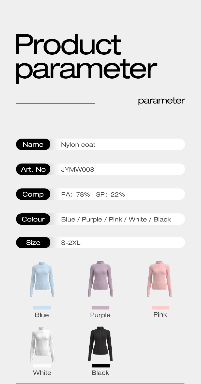 210g Weight Long Sleeve Sleeve Length Nylon, Polyester Fabric Type Regular Top Length Coat Tops Type Fitness, Yoga Occasion Standing Collar Neckline Solid Color Pattern Casual, Sports Style Casual Sports Solid Color Nylon Polyester Standing Collar Active Tops Coat 2