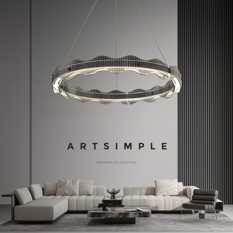 Lámpara de la sala de estar minimalista italiana moderna lujosa atmósfera doméstica de alta gama vidrio redondo simple lámpara de dormitorio comedor