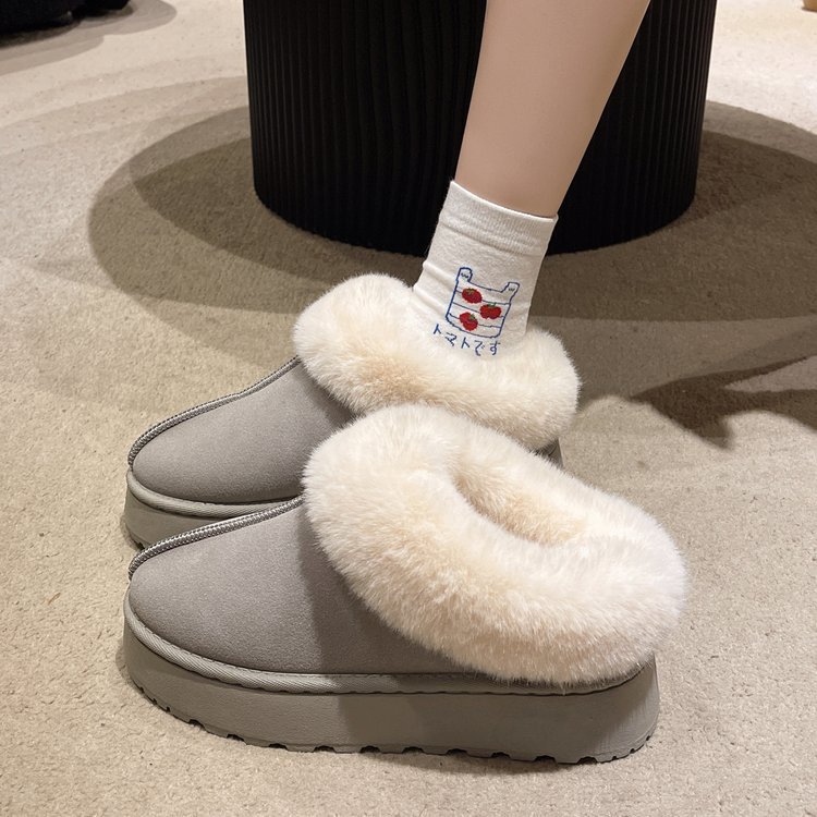 Thick snow boots for men and women in winter plus fleece thickened warm comfort to wear casual woolen shoes large size_voghion.com
