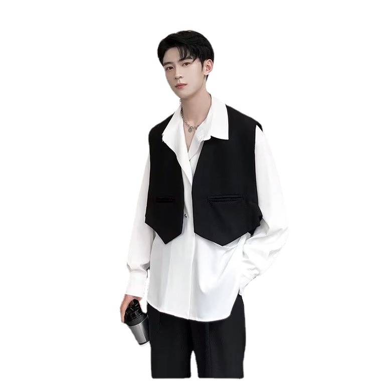 ショートスーツのベスト男の高級ファッションブランドのごろつきのかっこいいベストのデザイン感があります。