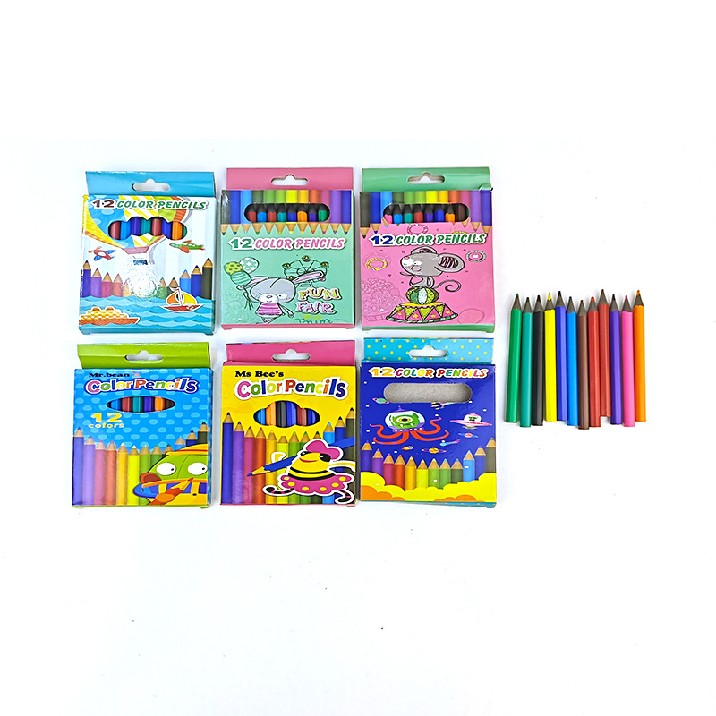 Conjunto de lápiz de pintura en color transfronterizo para estudiantes dibujos animados encantadores frescos papelería lápiz de color 12 colores al por mayor