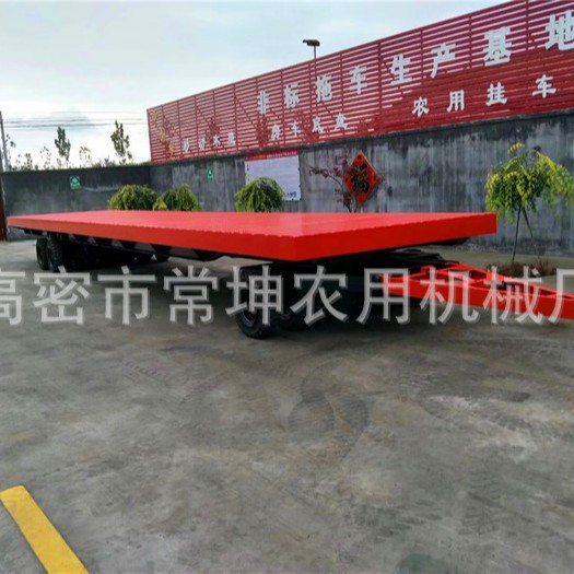 厂家货源 40吨加长平板拖车   12米实心胎挂车  港口码头运输车