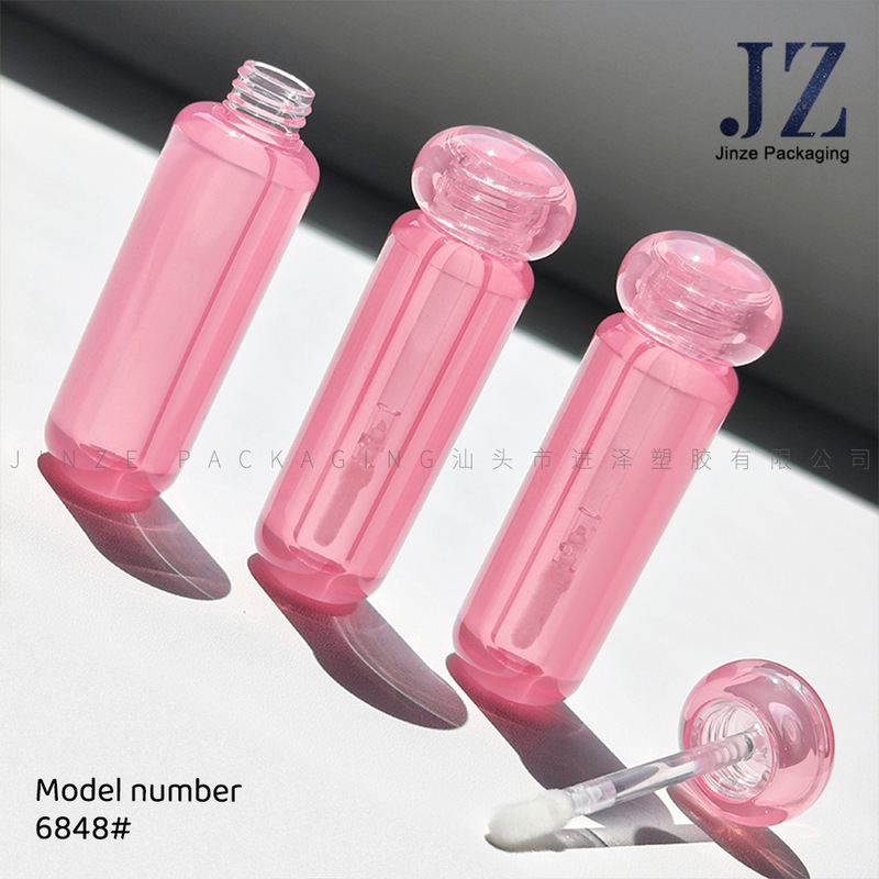 Jinze スポットラウンド透明ピンクフラットカバーリップ釉薬チューブプラスチック空チューブ包装材|undefined