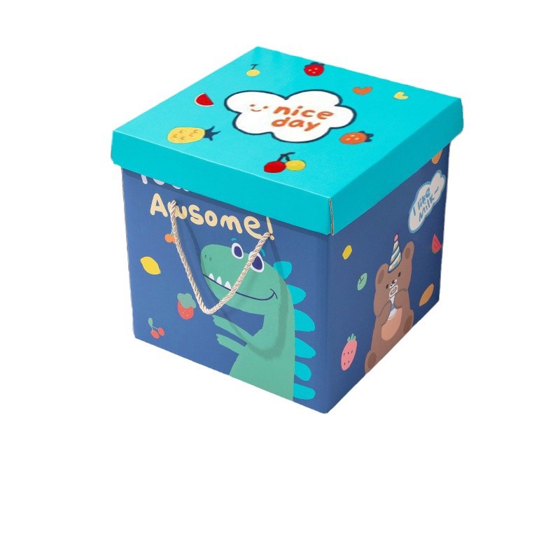 Caja de regalo de bocadillos cuadrados Caja de embalaje de caja vacía de jardín de infantes Caja de regalo de dibujos animados Luna llena roja con recuerdos Aperitivos de cumpleaños