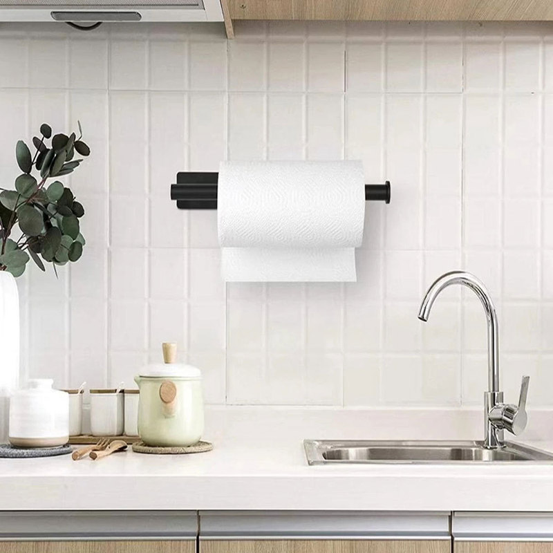 Stainless Steel Square Bottom Round Tube Punch-Free Paper Towel Holder, Kitchen Paper Towel Holder under the Cabinet, Sticky Paper Towel Roll Holder Stainless Steel Square Bottom Round Tube Punch-Free Paper Towel Holder, Kitchen Paper Towel Holder under the Cabinet, Sticky Paper Towel Roll Holder