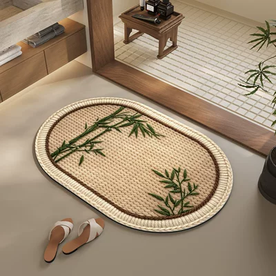 Avtomobil döşəmə paspasları – mat for bathroom entrance - brownish-brown-bamboo-oval-5080cmsecond-generation-diatom-mud