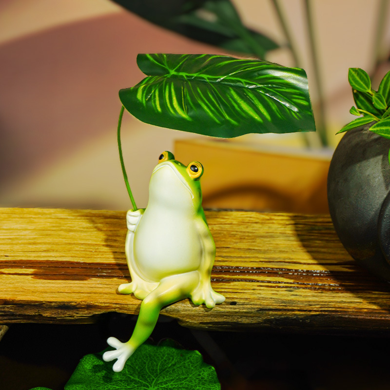 Hojas para disfrutar de la sombra, simulación de adornos de rana, estanques de peces, peceras, diseño de micro paisajes, paisajismo, muebles para el hogar, balcón, artesanías de patio