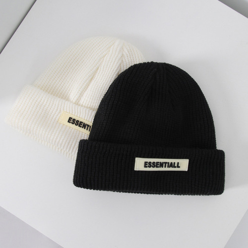 Korean ins super hot knitted hat for men with large head circumference embroidered pullover cold hat street style curled wool hat for women