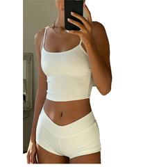 2023 Summer New Arrival Cross-Border European & American Style Home Wear: Women's Pajama Vest, Camisole, and Shorts Two-Piece Set