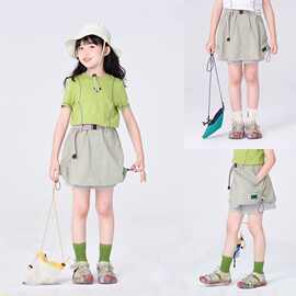 女童夏季半身裙休闲轻薄户外短裙新款女孩大童工装裙儿童短款裤裙