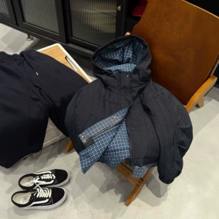 男童冬季夹棉外套儿童加厚保暖棉服中大童立领拉链上衣